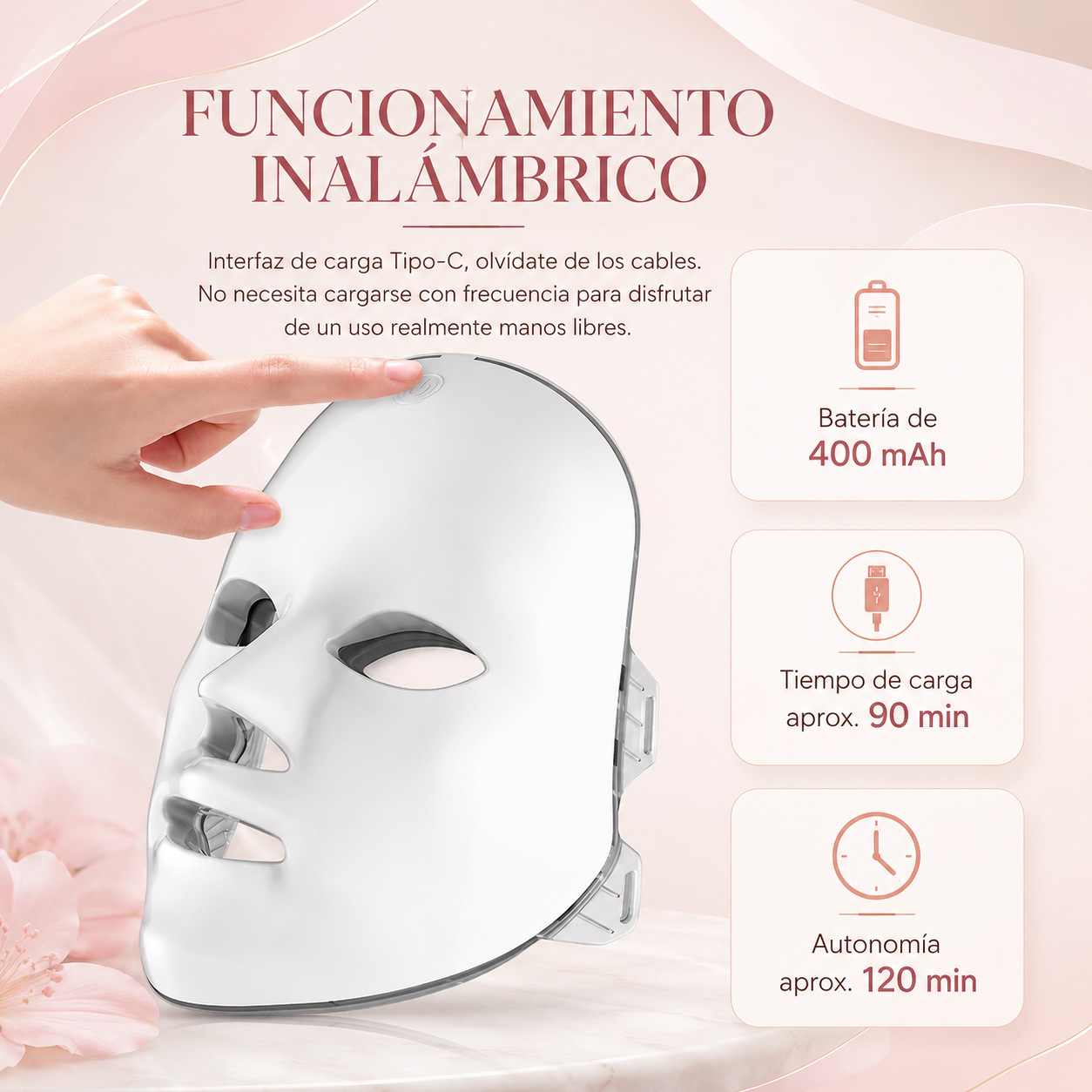 Máscara Facial LED 7 Colores - Cuidado Profesional de la Pie